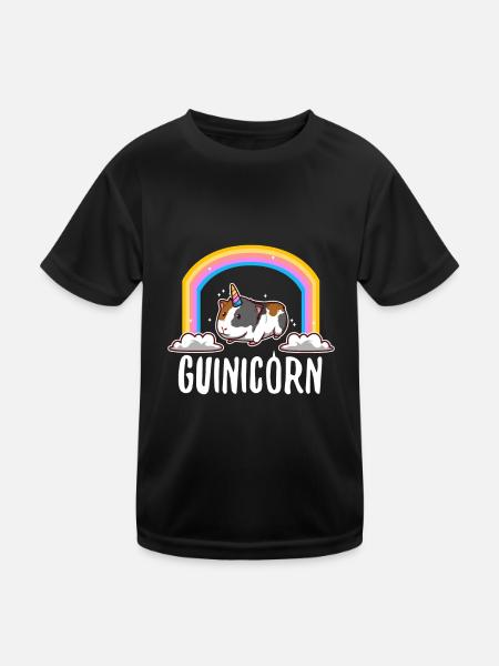 Guinicorn - Kinder Funktions-T-Shirt - Schwarz - Vorne