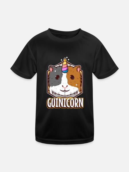 Guinicorn - Kinder Funktions-T-Shirt - Schwarz - Vorne