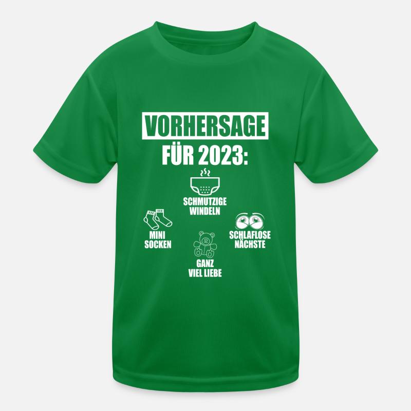 Vorhersage 2023 Geburt Windeln Socken Eltern Kinder Funktions-T-Shirt