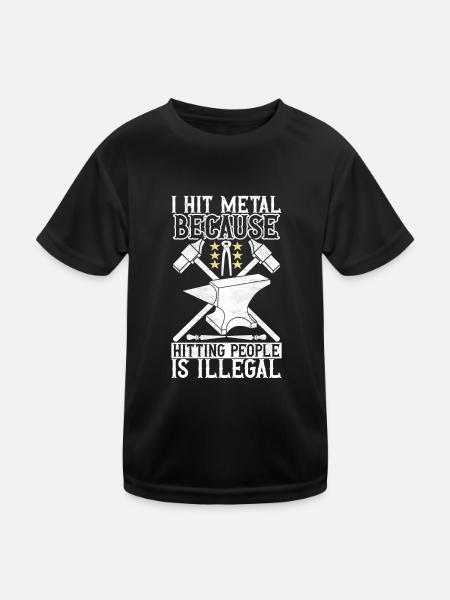 Blacksmith Forging Anvil - Kids Functional T-Shirt - black - Front