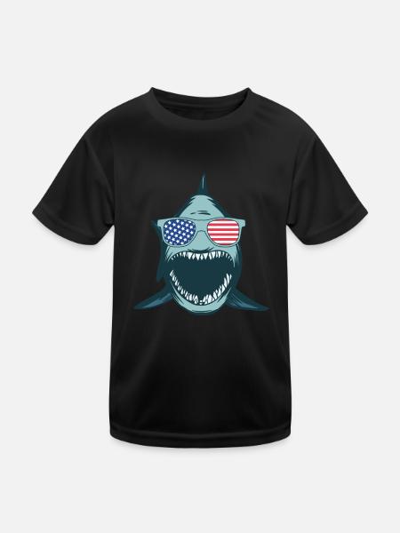 Sharkfish Funny Shark Lover - Great White Shark Fi - Kinder Funktions-T-Shirt - Schwarz - Vorne