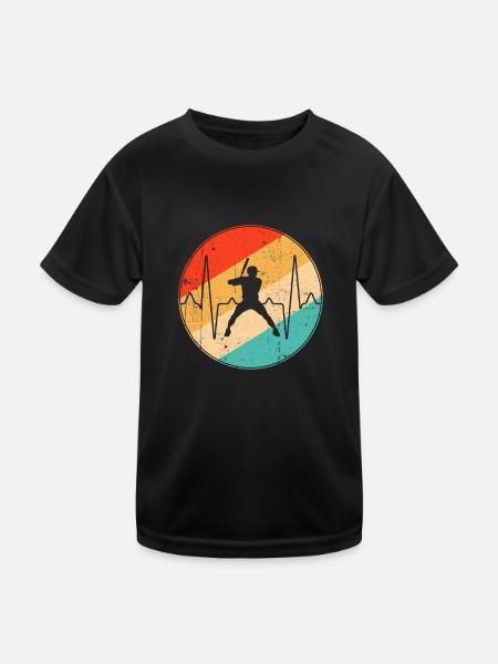 baseball retro herzschlag - Kinder Funktions-T-Shirt - Schwarz - Vorne