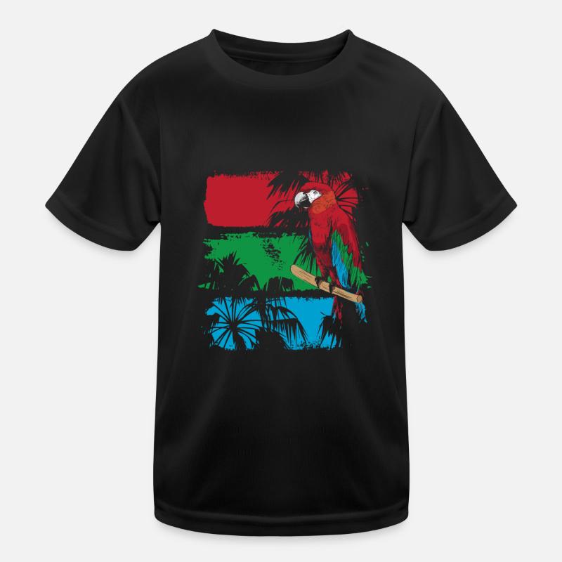 Bunter Papagei Auf Einem Ast Kinder Funktions-T-Shirt