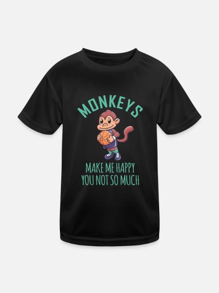 Basketball Menschenaffe Schimpanse Sport - Kinder Funktions-T-Shirt - Schwarz - Vorne