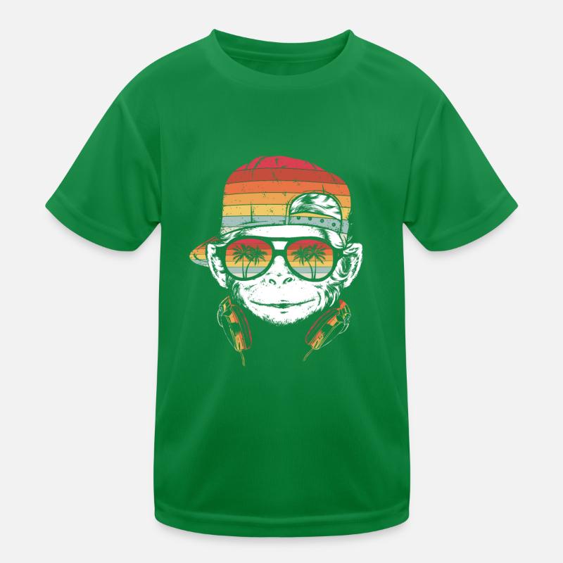 Monkey Cooler Affe DJ Kopfhörer Geschenkidee Party Kinder Funktions-T-Shirt