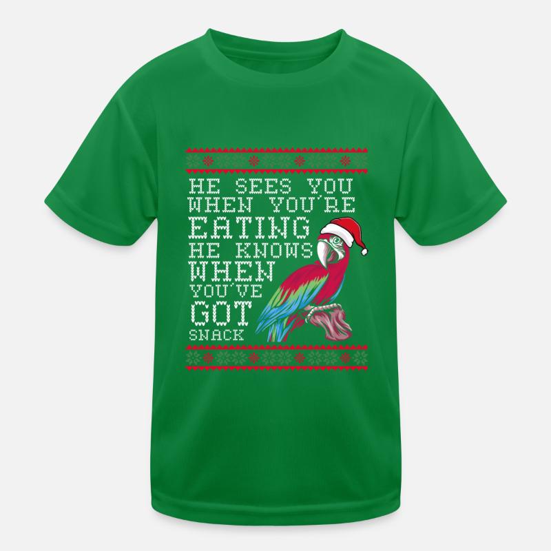 Christmas parrot Kids Functional T-Shirt
