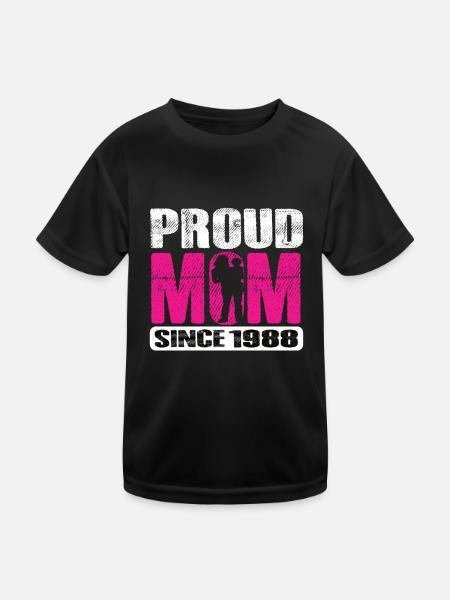 Proud Mom Since 1988 - Kinder Funktions-T-Shirt - Schwarz - Vorne