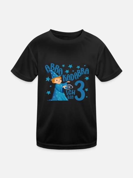 3 Year Boys Gift Magician Birthday Motif - Kids Functional T-Shirt - black - Front