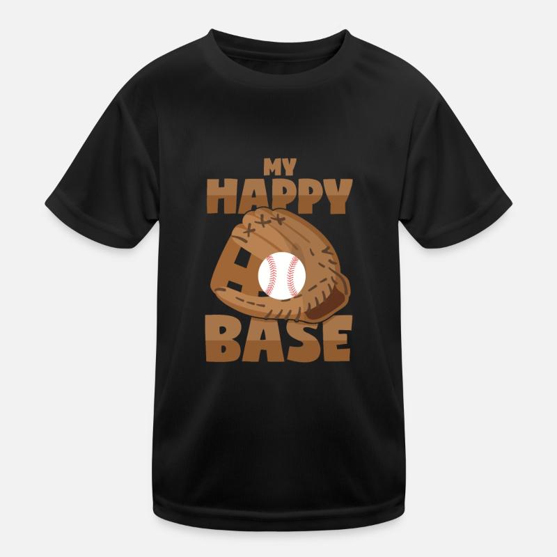 Baseball - Happy Place - Puns Kids Functional T-Shirt