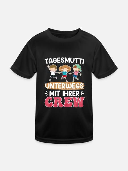 Tagaesmutti unterwegs mit ihrer Crew Tagesmutter - Kinder Funktions-T-Shirt - Schwarz - Vorne