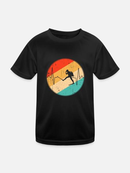 Tauchen Retro Herzschlag - Kinder Funktions-T-Shirt - Schwarz - Vorne