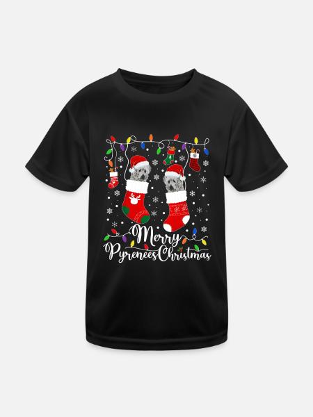 Great Pyrenees Weihnacht Goldener Hunde Geschenk - Kinder Funktions-T-Shirt - Schwarz - Vorne