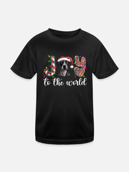 Great Dane Christmas Golden Dog Gift - Kids Functional T-Shirt - black - Front