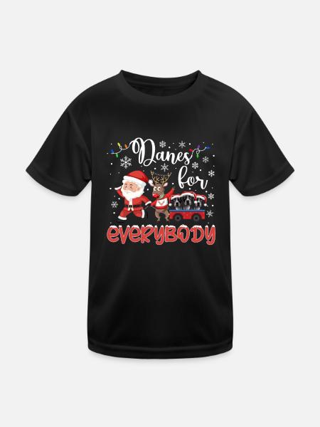 Great Dane Christmas Golden Dog Gift - Kids Functional T-Shirt - black - Front