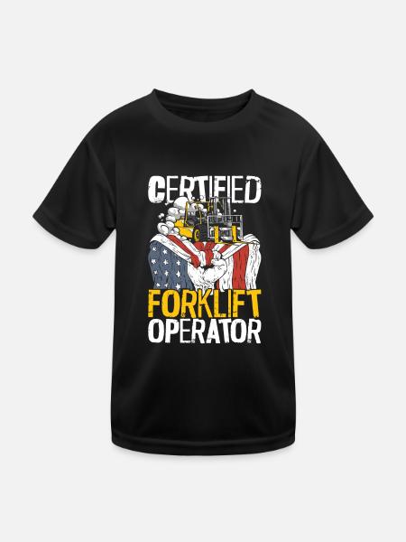 Certified Forklift Truck Operator - Kinder Funktions-T-Shirt - Schwarz - Vorne