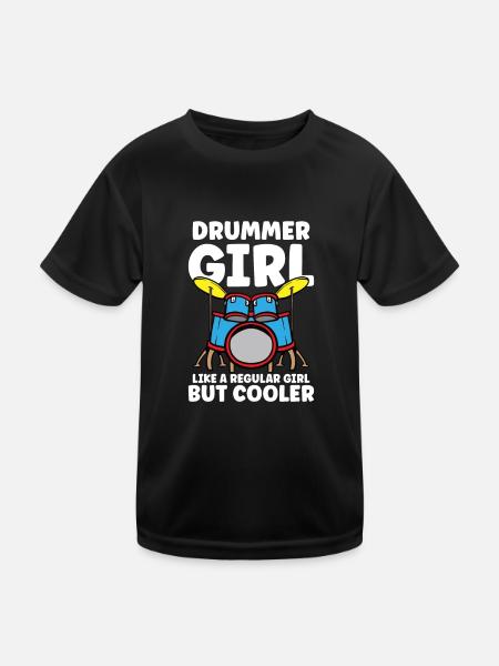 Drummer Drums Music Drum Set Drumming - Kids Functional T-Shirt - black - Front
