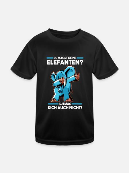Dickhäuter Rüsseltier Dabbing Elefant - Kinder Funktions-T-Shirt - Schwarz - Vorne