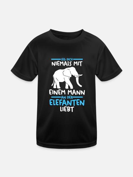 Dickhäuter Rüsseltier Elefant - Kinder Funktions-T-Shirt - Schwarz - Vorne