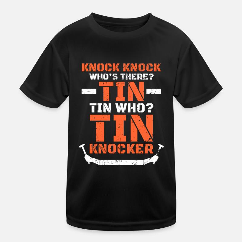 Distressed Tin Knocker Dad Joke Knock Knock Kids Functional T-Shirt