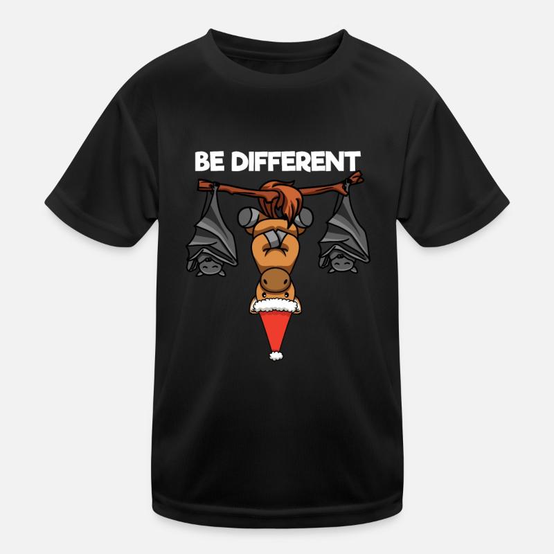 Be Different Pony Fledermaus Weihnachtsmann Kinder Funktions-T-Shirt
