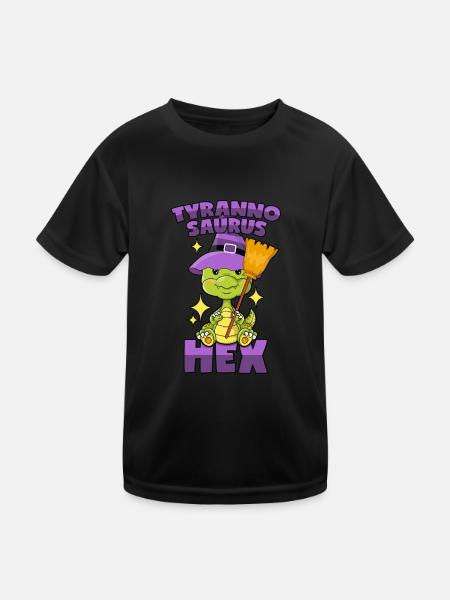 Tyrannosaurus Hex - Kinder Funktions-T-Shirt - Schwarz - Vorne