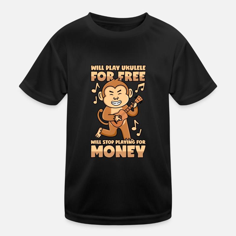 Monkey plays ukulele for free Kids Functional T-Shirt