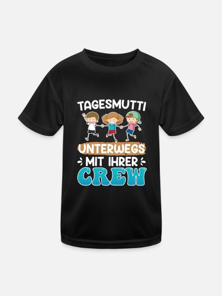 Tagaesmutti unterwegs mit ihrer Crew Tagesmutter - Kinder Funktions-T-Shirt - Schwarz - Vorne