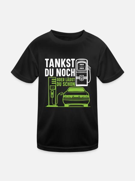 E-Car Filling Station Electric Car Charging Station - Elekt - Kids Functional T-Shirt - black - Front