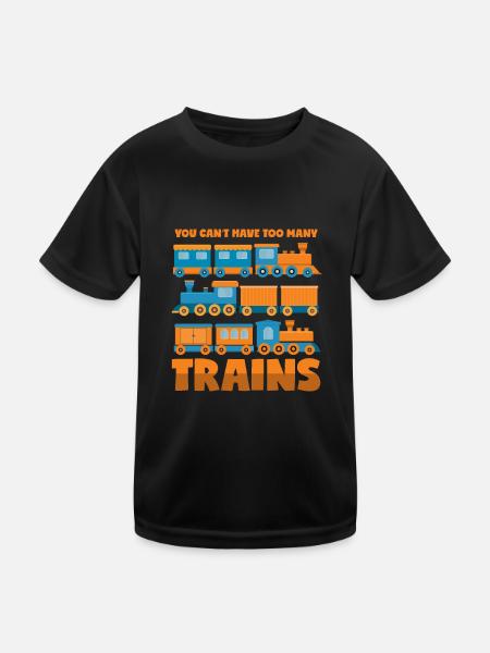 Collectionneur de trains: Trop de trains - T-shirt sport Enfant - noir - Devant