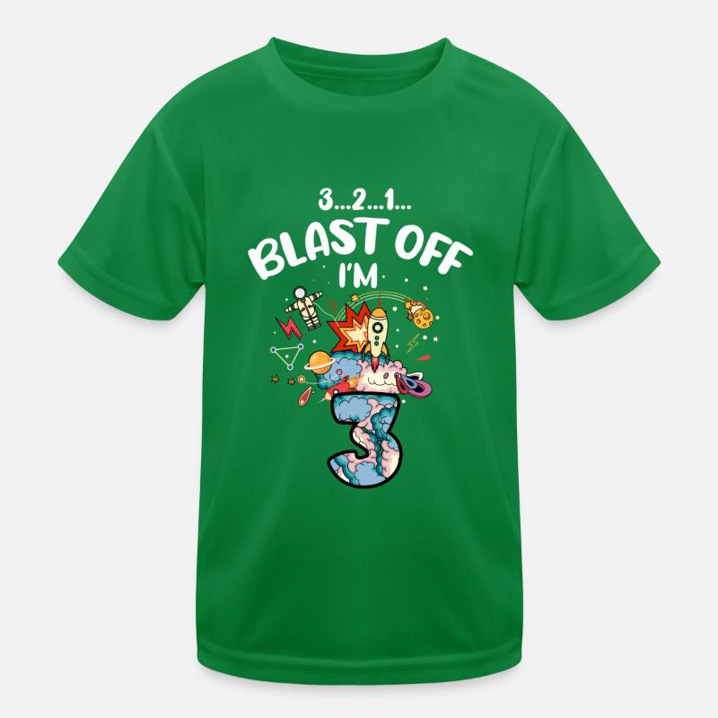 Blast Off I am 3 years old, 3rd birthday Kids Functional T-Shirt