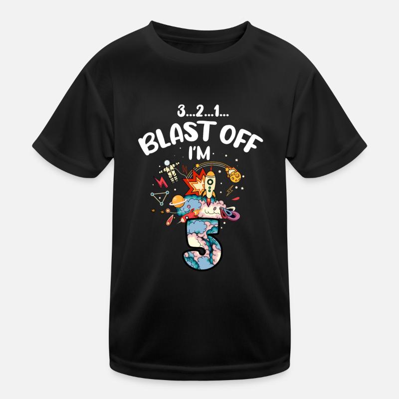 Blast Off Ich Bin 5 Jahre Alt, 5. Geburtstag Kinder Funktions-T-Shirt