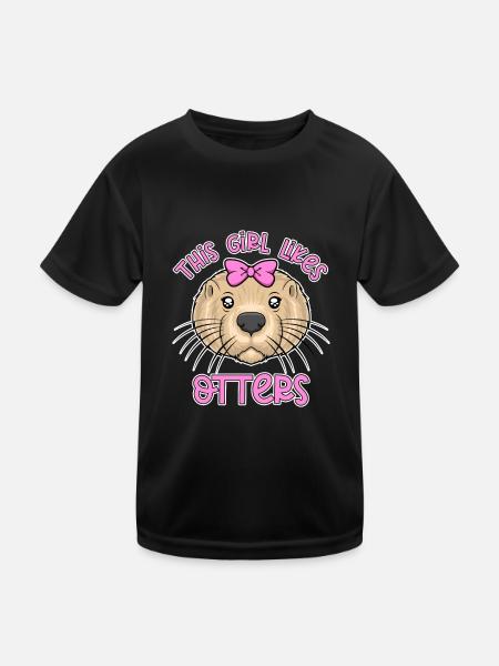 Une fille aime les loutres, citation ironique, - T-shirt sport Enfant - noir - Devant