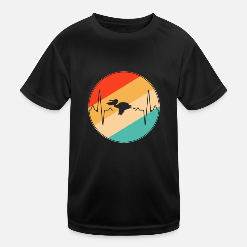 Pelikan Retro Herzschlag Kinder Funktions-T-Shirt