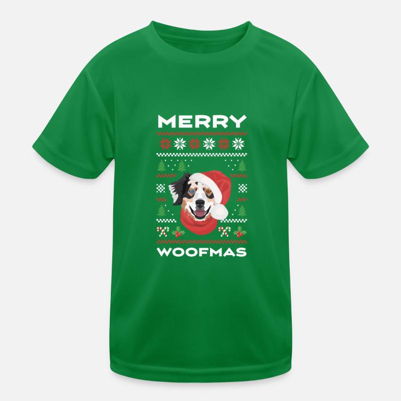 Australian Shepherd Merry Christmas Kids Functional T-Shirt