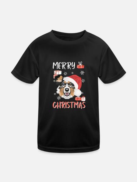 Australian Shepherd Frohe Weihnachten - Kinder Funktions-T-Shirt - Schwarz