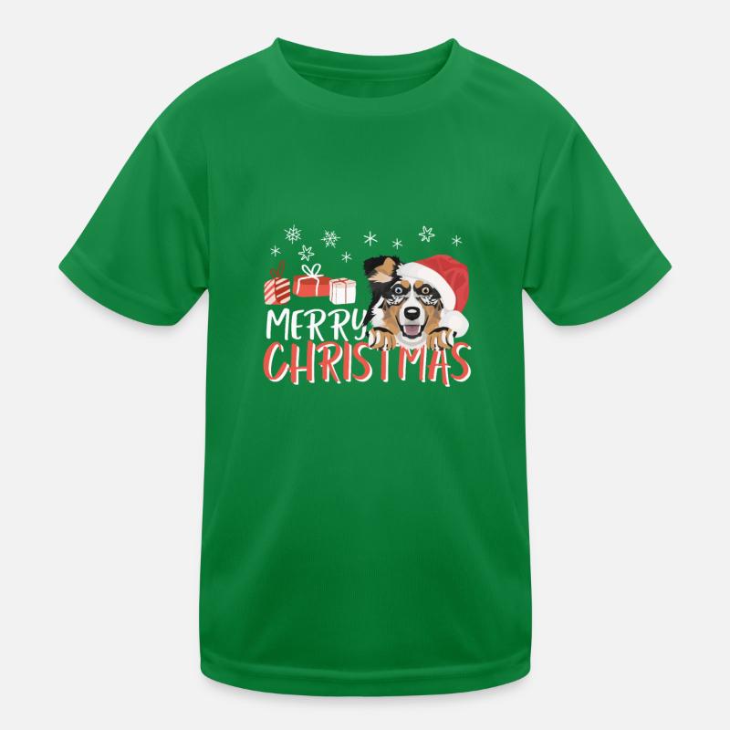 Australian Shepherd Merry Christmas Kids Functional T-Shirt