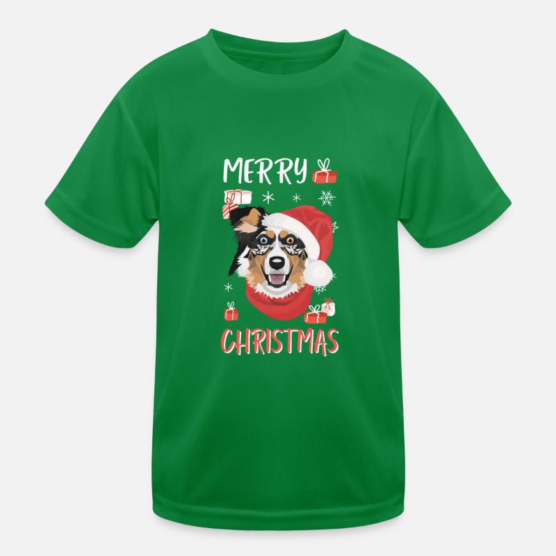 Australian Shepherd Merry Christmas Kids Functional T-Shirt