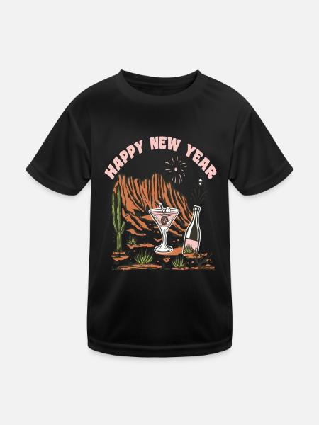Happy New Year New Year's Eve New Year Christmas - Kids Functional T-Shirt - black - Front