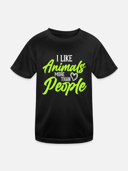 Ich Mag Tiere Mehr Als Menschen - Vegan - Kinder Funktions-T-Shirt - Schwarz - Vorne