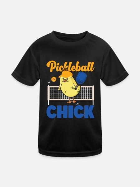 Pickleball Cute Chicken Girl - Kinder Funktions-T-Shirt - Schwarz - Vorne