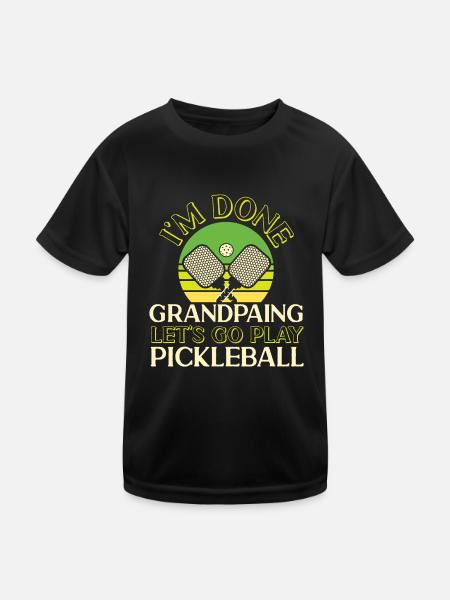Pickleball Grandpa Retro I'm Done - Kids Functional T-Shirt - black - Front