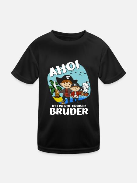 Großer Bruder Piraten Geschwister Nachwuchs Idee - Kinder Funktions-T-Shirt - Schwarz - Vorne