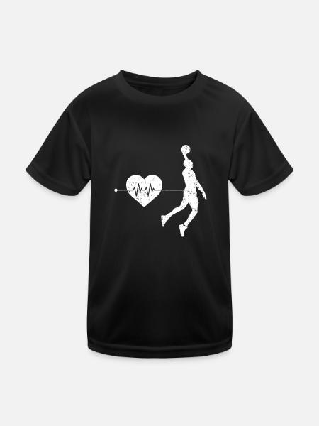 Basketball Herzschlag - Kinder Funktions-T-Shirt - Schwarz - Vorne