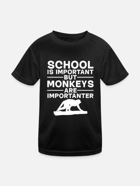 Monkey - School is important but monkeys are impor - Kids Functional T-Shirt - black - Front
