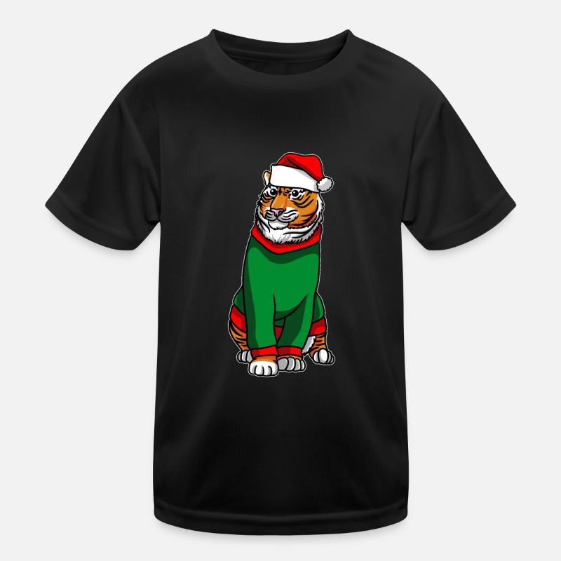 Tiger mit Christmas Sweater Kinder Funktions-T-Shirt