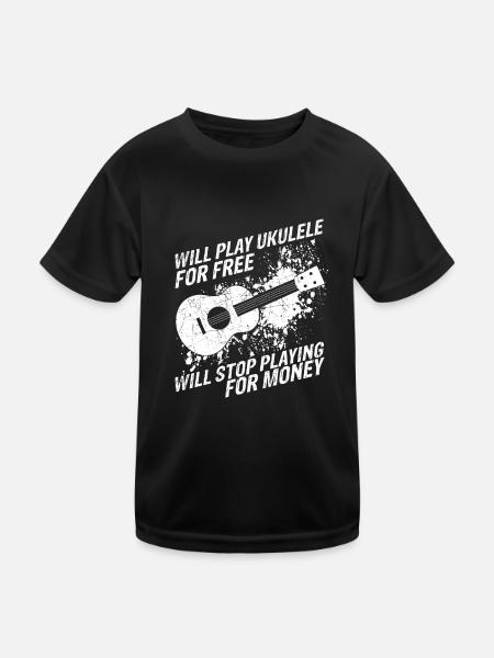 Ukulele Gitarre Musik Konzert Gitarrist Geschenk f - Kinder Funktions-T-Shirt - Schwarz - Vorne