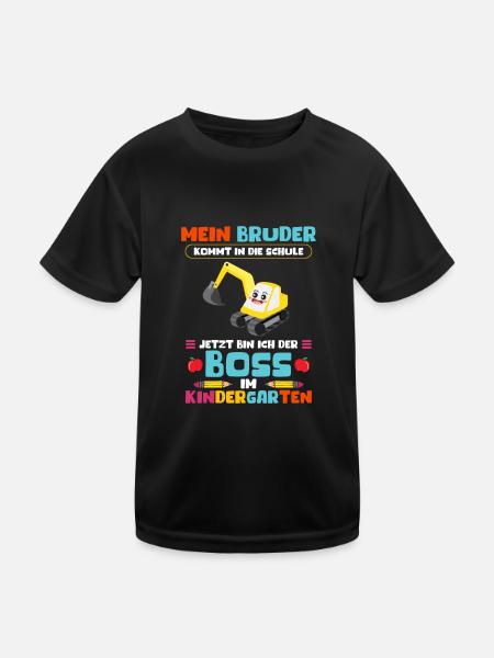 My brother comes to school Now I'm boss - Kids Functional T-Shirt - black - Front