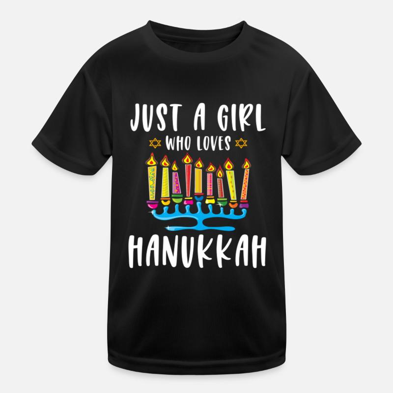Juste une fille qui aime Hanoukka Menorah juive T-shirt sport Enfant