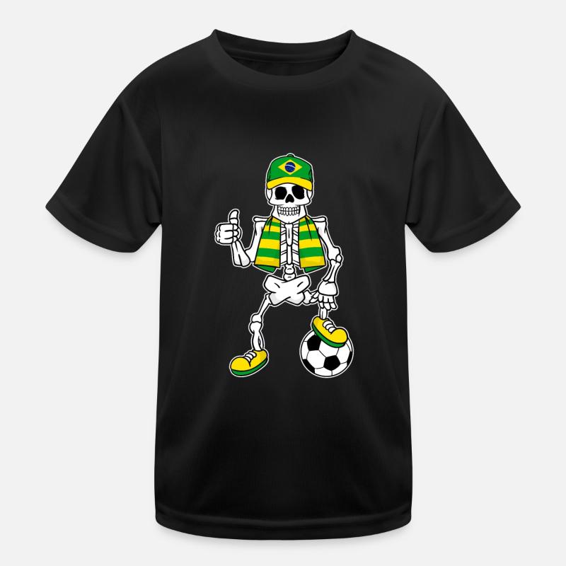 Skeleton Brasilien Amateurfußball Kinder Funktions-T-Shirt