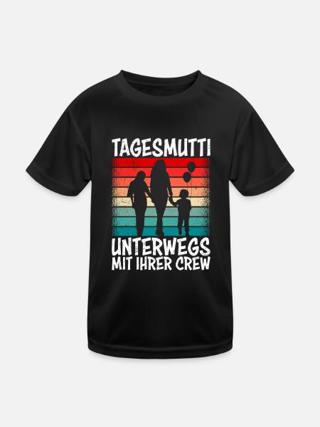 Tagesmutti unterwegs mit ihrer Crew Tagesmutter - Kinder Funktions-T-Shirt - Schwarz - Vorne